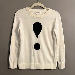 Kate Spade Broome Street White Sweater with Black Exclamation Mark